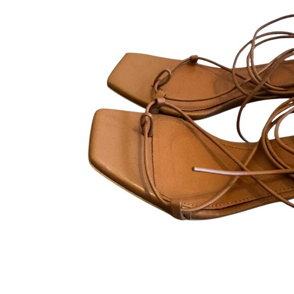 Alohas Bellini Leather Sandals Tan Lace-Up Square Toe Strappy Size 38 7.5 Womens - Picture 6 of 14